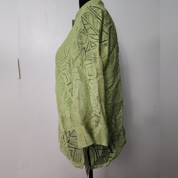 Alfred Dunner Green Sheer Floral Blouse 12P - Picture 8 of 9